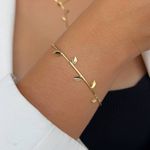 Pulseira Lisa com Folhas 
