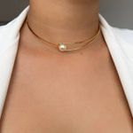Chokers de aro com perola 