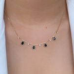 Choker pedras pretas em formato de gota com micros zircônia 