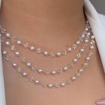 Colar de perolas e cristais 40cm (cada)