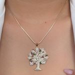 Colar arvore da vida cravejado na zircônia 45cm