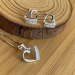 Conjunto de coração trabalhado prata 925