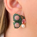 Conjunto De Borboleta Cravejada Colorida Com Pérola Luxo