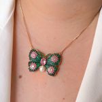 Conjunto De Borboleta Cravejada Colorida Com Pérola Luxo