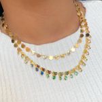 Colar Duplo Com Choker De Coração Com Colar Ponto De Luz Colorido