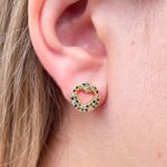 Brinco De Coração Cravejado Na Micro Zirconia Colorida