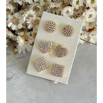 Trio De Brincos Antialérgico Cravejado