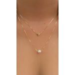 Colar Duplo com Pingente de Pérola e Coração 