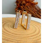 Trio de Brincos Cravejado frente e verso