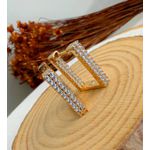 Trio de Brincos Cravejado frente e verso