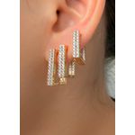 Trio de Brincos Cravejado frente e verso