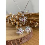 Conjunto delicado flor cravejada PRATA 925