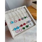Conjunto Coração na zircônia prata 925