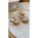 conjunto de coração cravejado
