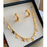 Conjunto chocker cruz e argolinha lisa