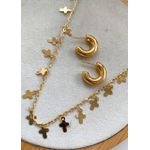 Conjunto chocker cruz e argolinha lisa