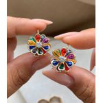 Brinco Argolinha Com Flor Colorida