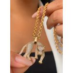 Colar Com Pingente De Pantera Cravejado Luxo