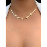 Conjunto chocker e brinco coração fosco