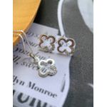 Conjunto de trevo colar e brinco prata 925