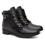 Bota Coturno Botinha Feminina De Amarrar Preta