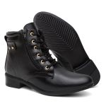Bota Coturno Botinha Feminina De Amarrar Preta