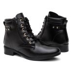 Bota Coturno Botinha Feminina De Amarrar Preta