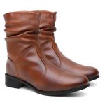 Bota Coturno Enrugada Feminina Marrom