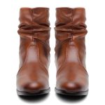 Bota Coturno Enrugada Feminina Marrom