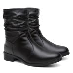 Bota Coturno Enrugada Feminina Preta