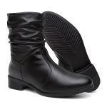 Bota Coturno Enrugada Feminina Preta