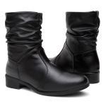 Bota Coturno Enrugada Feminina Preta