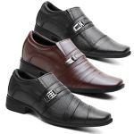 Kit 3 Pares De Sapato Social Masculino Em Couro Legítimo