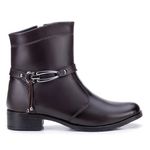 Bota Botinha Coturno Feminina Confort Marrom Com Metal Decorativo