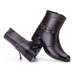 Bota Botinha Coturno Feminina Confort Marrom Com Metal Decorativo