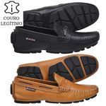 Kit 2 Pares Drive Mocassim Masculino Em Couro Legítimo