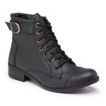 Bota Coturno Feminino Preto Com Fivela