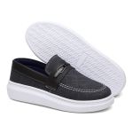 Mocassim Oxford Masculino Confort Preto Com Sola Branca