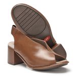 Sandália Salto Grosso J.Gean Dual Comfort em Couro Cor Conhaque DM0019