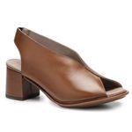 Sandália Salto Grosso J.Gean Dual Comfort em Couro Cor Conhaque DM0019