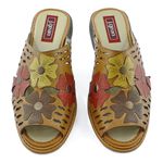 Sandália Mule Feminina Flores J.gean Em Couro Cor Tamara Cod. DP0020
