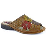 Sandália Mule Feminina Flores J.gean Em Couro Cor Tamara Cod. DP0020
