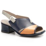Sandália com Salto Em Couro Navy J.gean 