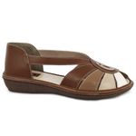 Sandália Anabela Peep Toe em couro legítimo cor Mustang exclusiva J.gean cod. EL0030