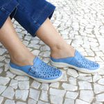 Mule Feminina Em Couro legítimo cor Acqua exclusividade J.Gean cod. ET0008