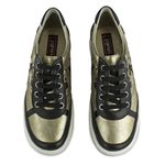 Tênis Feminino De Couro legítimo detalhes flores Cor Ourolight Cod. EU0011