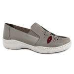 Tênis Feminino Slip On J.gean em Couro legítimo cor Gray Fácil Calçar Cod. EU0022 