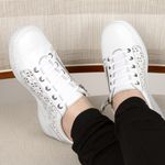 Tênis Feminino Joy em Couro Legítimo Branco J.Gean EU0045/01