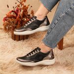 Tênis Feminino em Couro Legítimo Preto J.Gean