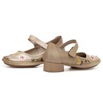 Sapato Boneca Salto Baixo Em Couro Bege Dual Comfort J.gean